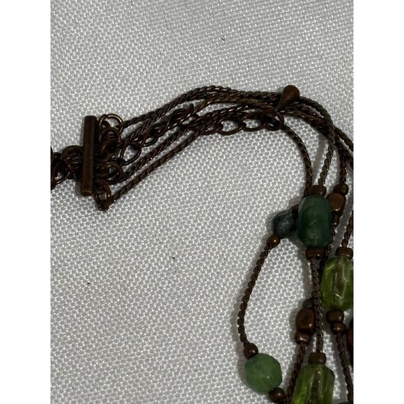 Vintage multi strand copper & Green earthy beads boho Chunky statement Necklace - Picture 6 of 8